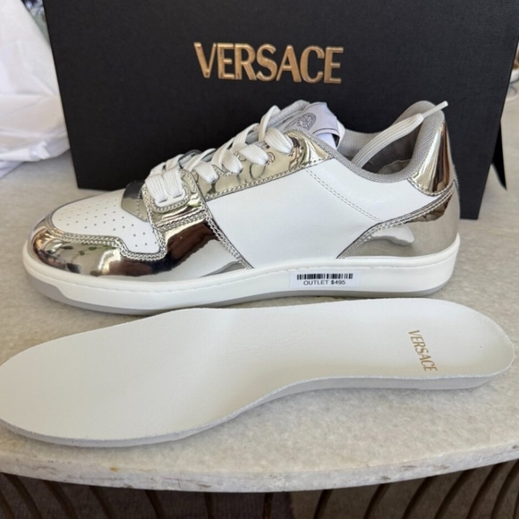 Versace MedusaMensLeather White/Silver Sneakers 11 US EU (44 - Picture 9 of 9